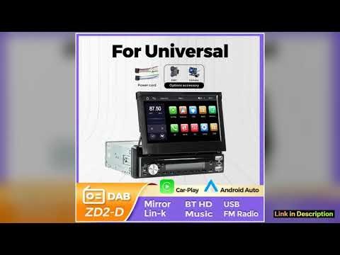 1Din 7 Auto Retractable Screen Car Multimedia Video Player Wireless CarPlay Android Auto Mirror lin