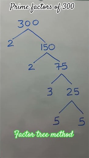 Prime factors of 300 by factor tree method #trending #viral #shorts #maths #explore #factors #most