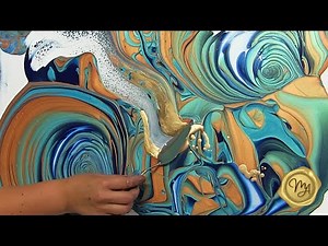 Blue Art Spotlight Day 1 💙🩵 Ring Pour Fluid Art Abstract Painting ✨ MarjoleinART FantasySwipe
