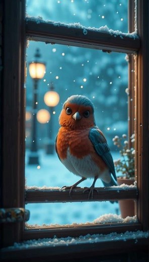 How this Winter Bird waits by the Window | Lofi Snowfall Screen Loop