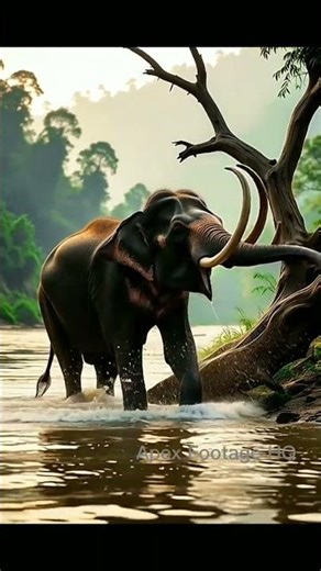 MAJESTIC GIANT! Elephant River Stride In Extreme Slow Motion 4K