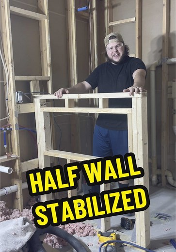 Stabilizing a shower half wall! Thanks for all the advice! #diy #framing #construction #bathroom
