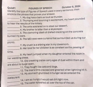 Quiz\#1FIGURES OF SPEECHOctober 8, 2024Identify the type of ... | Filo