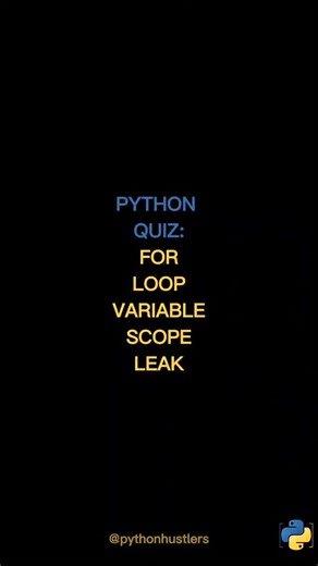 Python | Coding | Quizzes on Instagram: "🤔 After a for loop finishes, what happens to its counter variable? Does it disappear? . In many other languages, trying to access i after the loop would cause an error. But Python has a "leaky" scope for loops. The variable sticks around in the surrounding scope, holding the very last value it was assigned. . Check out my FREE Telegram in bio to master these surprising scope rules. . . I took the trains simulation video from a Youtube channel named Crazy