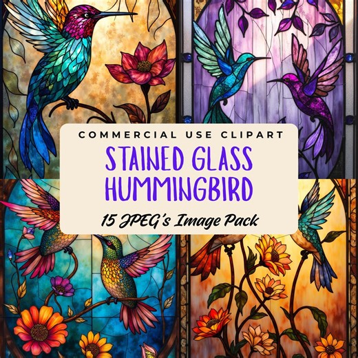 Stained Glass Hummingbird Clipart Images, Digital Bird Illustration Junk Journals, Sublimation Crafting - Etsy