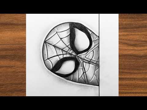 How to Draw Spiderman Half Face Mask Drawing | Spider-Man Drawing for Beginners step by step