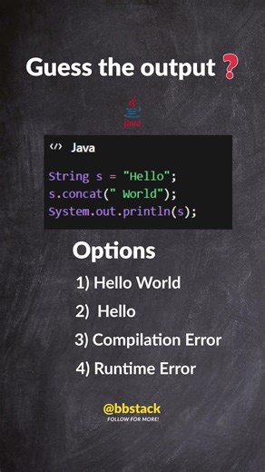 Java MCQ | Java Question Series | BBstack #shortvideo