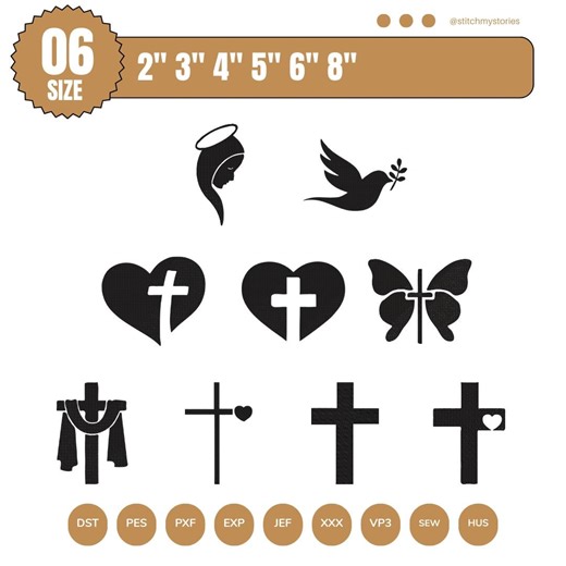 Religious Embroidery Design Bundle, Christian Scripture Cross Dove (digital Download) - Etsy