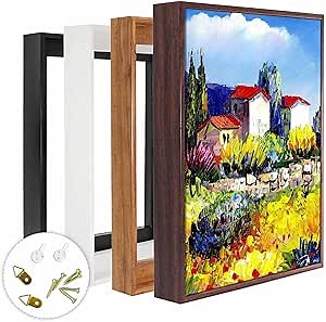 Canvas Floating Frame, Wood-Look Floater Frames Kit for 1.25" Deep Canvas Paintings, Available in 50 Sizes & 4 Colors for Wall Decor, Art, and Room Decor (8x8inch, Brown, 1 PC)