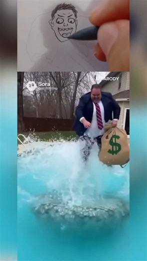 Money vs pool - Drawing (AI Parody)