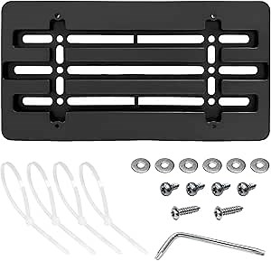 License Plate Frame Bracket Holder, Car License Plate Bracket Mounting Kit with Screws, Universal Front & Rear Bumper License Plate Holder Mount Adapter, Car Accessories