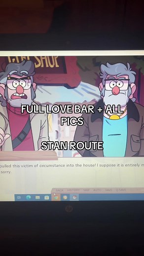 full love bar all pics walkthrough for stans route in swooning over stans! #gravityfalls #billcipher #grunklestan #stanpines #stanleypines #stanfordpines #fordpines #swooningoverstans #datingsim #tutorial #walkthrough #followme