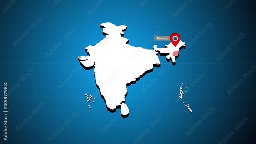 Manipur India Map Animation Highlighted State