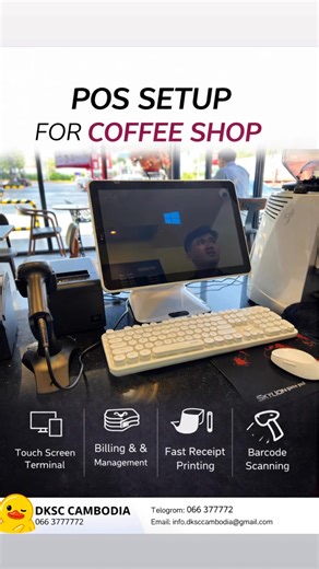 POS setup for coffee shop. POS system for retail shop. Year End Discount - Free ————————- ចុច 2 3 Click ចេញប៊ុងលឿនៗ🥰 Old POS slowing you down? Touchscreen POS • 80/58mm Printers • Label Printer Serve customers faster, reduce mistakes, and grow your business. Fast • Accurate • Easy to Use Free Demo • Fast Installation Telegram: www.t.me/dksccambodia #facebookreelsviral #khmer #cambodianhair #phnompenh #khmertiktok #khmerreels #khmerbusiness #cambodiabusiness #POSCambodia #PointOfSaleKH #retailte