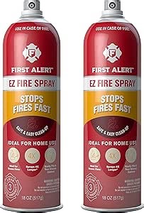 First Alert EZ Fire Spray, Extinguishing Aerosol Spray, Pack of 2, AF400-2, RED