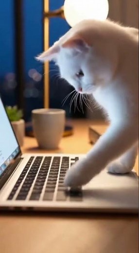 "🐱💻 Curious Cat Typing on a Laptop – Too Clever Like a Pro!" #cat