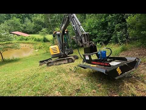 Mowing with RUT Mower and Volvo Mini Excavator
