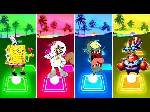Tiles Hop Battle | Spongebob 🆚 Sandy Cheeks 🆚 Plankton 🆚 Mr Krabs