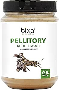 bixa BOTANICAL Pellitory Root Powder | Anacyclus Pyrethrum/Akarkara | Ayurvedic Herbal Supplement | Gluten Free, Non-GMO, Steam Treated, Vegan, 100% Pure (3.5 Ounce (Pack of 1), Pellitory Root Powder)