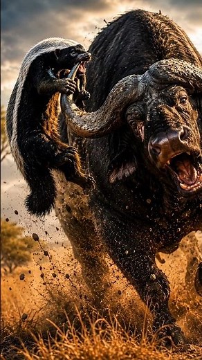 Fearless Honey Badger vs Giant Cape Buffalo | The Most Fearless Wildlife Battle 🦡🐃