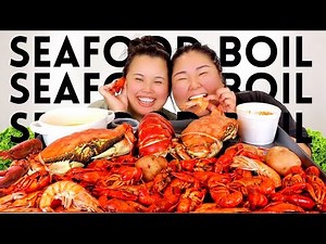 SEAFOOD BOIL MUKBANG 먹방 LOBSTER + SHRIMP + CRAWFISH + CRAB EATING SHOW WITH MICHELLE!