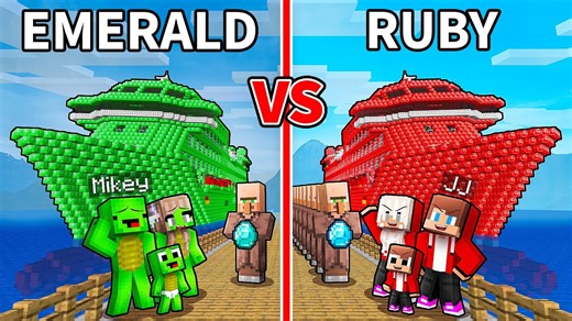 1.2K views · 14 reactions | JJ and Mikey_ EMERALD vs RUBY Cruise Ship Family Battle in Minecraft - Maizen | Cobalt Reels | Facebook