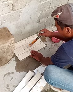 47K views · 258 reactions | How to install broken tiles on the concrete floor | Andris Brick Art | Facebook