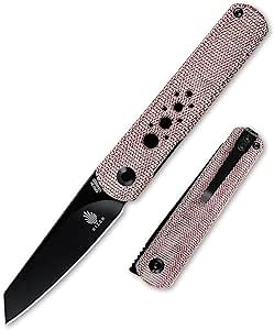 Kizer Feist Red Micarta Pocket Knife, CPM-3V Reverse Tanto Blade Front Flipper Knife for Outdoor, Mini Knife for EDC, V3499ED