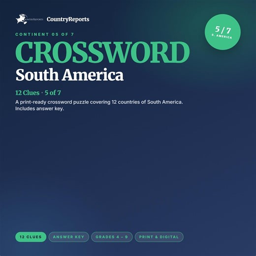 South America Crossword Puzzle | Geography Clues, Answer Key (PDF Download) - Etsy
