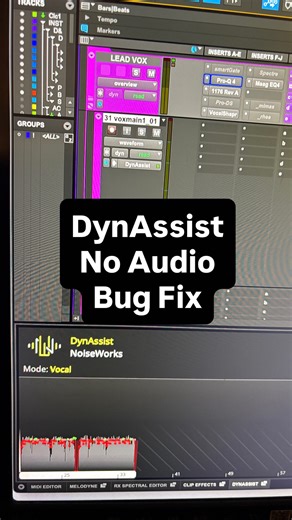 Mixing & Mastering | Ed Thorne on Instagram: "Here is a big fix for the ‘no audio playing’ problem in ProTools when using #DynAssist from @noiseworksaudio ➡️ Simply bypass and un-bypassing seems to reset the plugin and allow the processed audio to play. ➡️ Turning the ARA plugin on/off doesn’t fix the issue. I hope that helps. Happy mixing folks! #ProTools #mixingmusic #NoiseWorksAudio"