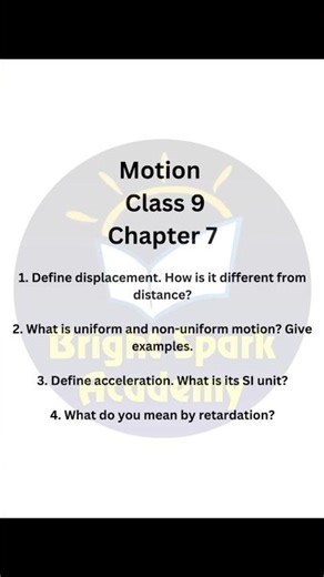 Important Questions|Class 9 | science | Motion | Chapter 7