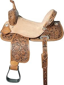HILASON Flex Tree Western Horse Saddle in American Leather Barrel Trail | for Horses