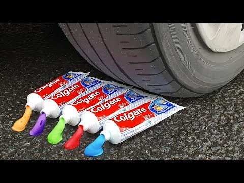 EXPERIMENT: CAR VS RAINBOW TOOTHPASTE