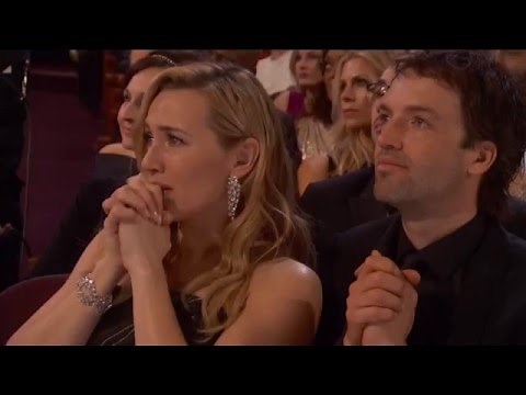 Kate Winslet's Reaction after Leonardo DiCaprio wins Oscar.