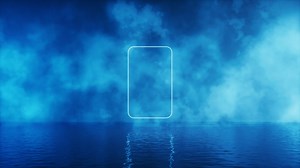 Neon lines with dark background, 3d rendering.