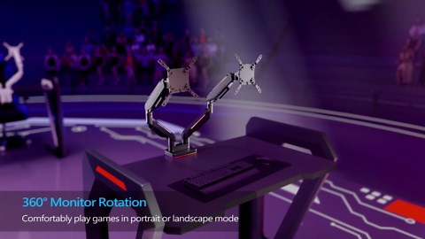 AVLT RGB Lights Dual 17”-43” Gaming Monitor Arm Desk Mount, Fits Two Flat/Curved/Ultrawide Screen up to 44lbs(20kg), Height Swivel Tilt Adjustable Stand – White