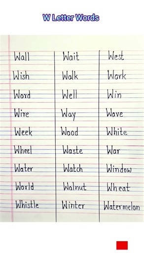 W Letter Words || words that start with the letter W || Easy English Words