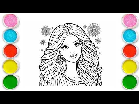 Beautiful Barbie Girl Drawing for kids, Painting & Coloring for kids, Toddlers | Let's Draw Together