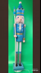 CDL 48" 4ft Tall Life-Size Large-Giant Blue Glitter Christmas Wooden Nutcracker King Ornament on Stand Holds Scepter for Indoor Outdoor Xmas/Event/Ceremonies/Commercial Decoration K35