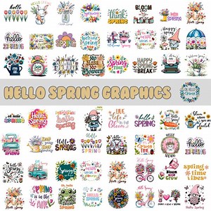 Hello Spring Digital Grapics, Spring Png, Welcome Spring, Spring Shirt, Spring Vibes, Floral Bundle, Spring File, Digital Bundle - Etsy
