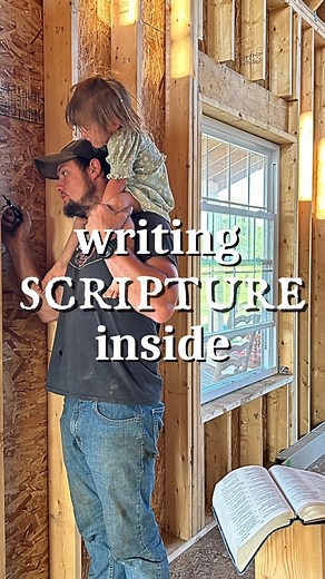 Writing scripture inside the walls of our home. I saw this idea years and years ago, and never would I have imagined we’d be doing it in the very house we’d one day be building. We are so grateful & pray this home is used for God’s glory. | Untamed Farm