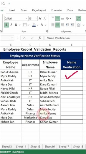 name verification tricks in excel #excel #exceltricks #exceltips #exceltutorial #shorts #ytshorts