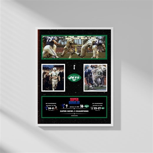 Super Bowl III Champions - 1968 New York Jets NFL Championship Poster - Etsy