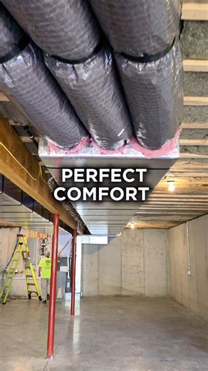 Installing HVAC in a new construction means we can do it right from the start. This efficient heat pump system with clean ductwork running the full length of the basement delievers optimal heating, cooling, and airflow throughout the entire home. Proper Installation from Day One: Correctly sized equipment, well designed ductwork, and professional installation that provides year-round comfort and energy savings. New Construction HVAC Installation Done Right - Efficient Comfort Built from the Foun