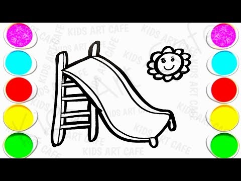 Easy cradle slide drawing for kids| cradle drawing for kids step by step ,Easy Play Ground Drawing