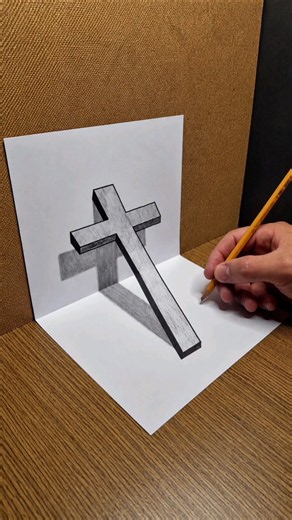 How to Draw a 3D "Cross" Real Illusion 😱 #cross #3ddrawing #art #drawing #draw #satisfying
