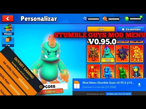STUMBLE GUYS MOD MENU 0.95.0 APK - SKINS, HABILIDADES E MUITO MAIS GRATIS! 🚀