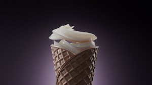 Animation of putting ice cream in a waffle cone