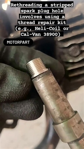Rethreading a stripped spark plug hole involves using a thread repair kit (e.g., Heli-Coil or Cal-Van 38900) to cut new, #highlightseveryone #nonfollowersviewers #highlightseveryonefollowers #treading #tips #WeldingSkills #weldinglife #tricks #tutorial #Amazing | Oliver Zamora