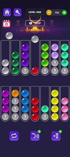 Ball Sort Master Level 1643 #ballsortmaster #ballsortmastersolution #puzzlegame #gaming #games